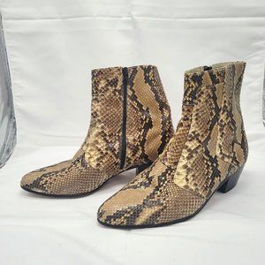 Vintage Old-School zip up Python Ankle Boots.